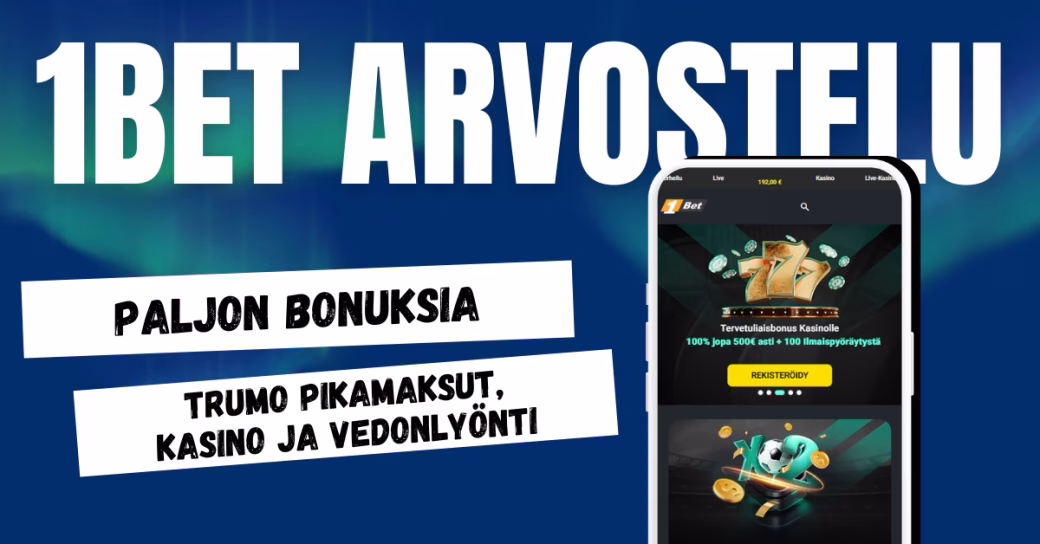 1Bet Casinolta kasinopelit, vedonlyönti ja monipuoliset bonukset.