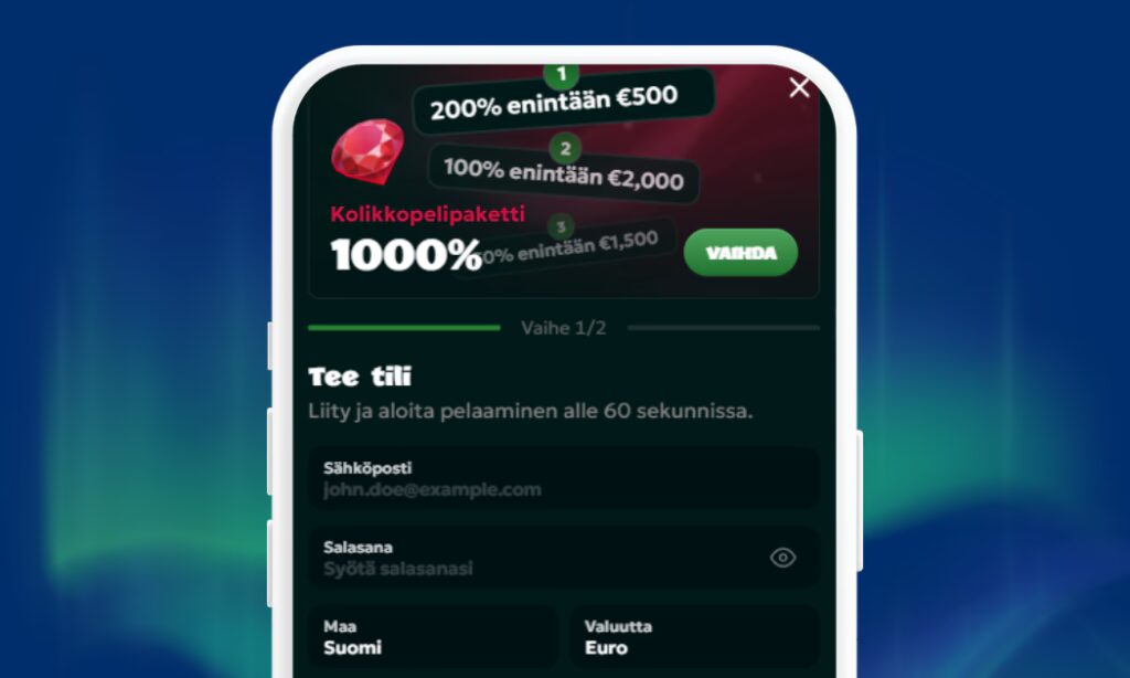 Rekisteröi pelitili Rivo Casinolle.