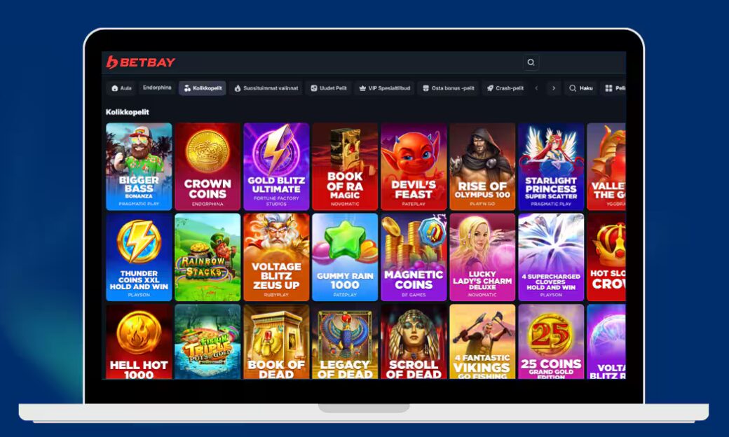 BetBay Casinon kolikkopeleissä riittää valinnanvaraa.