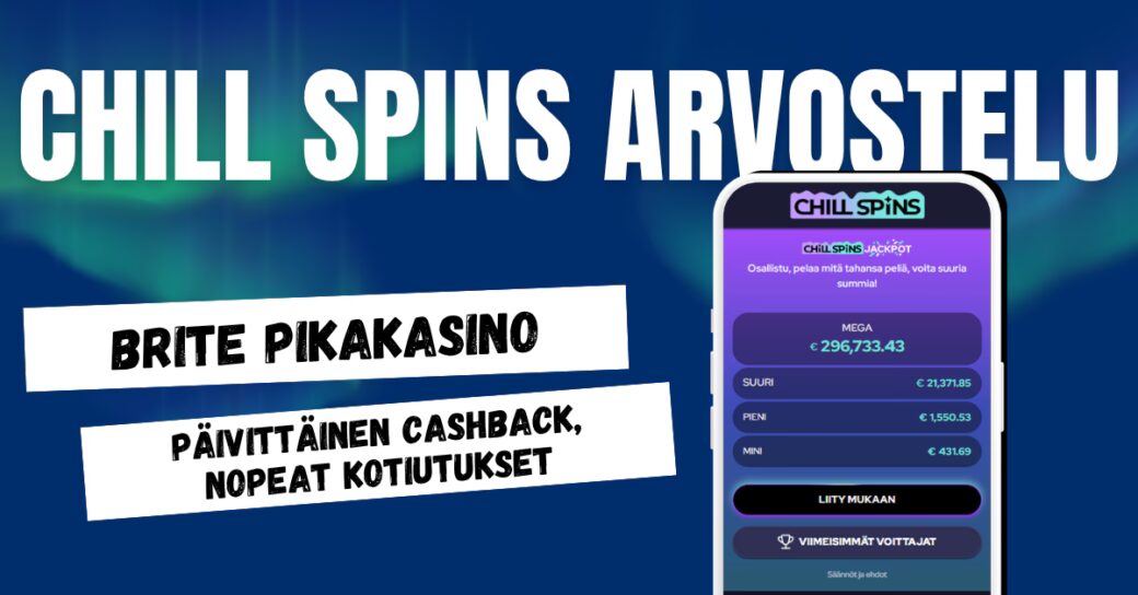 Chill Spins Casino on Brite pikakasino, josta päivittäinen cashback ja nopeat kotiutukset.