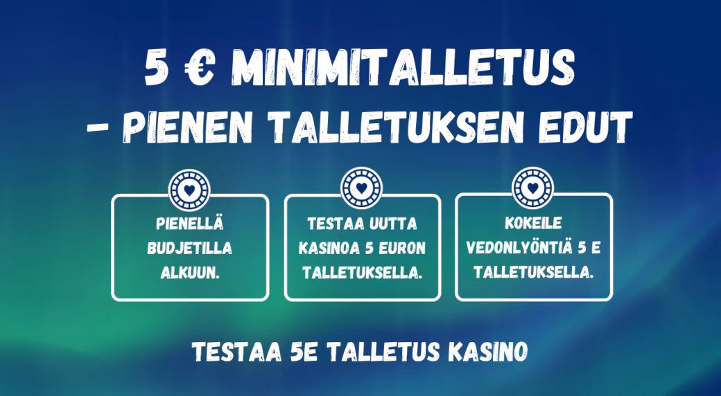 5 euron minimitalletuksella voit testata kasinoa pienellä budjetilla