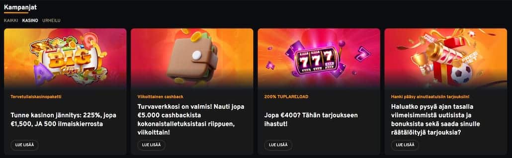LuckyTrunk kasinon kampanjatarjontaa.