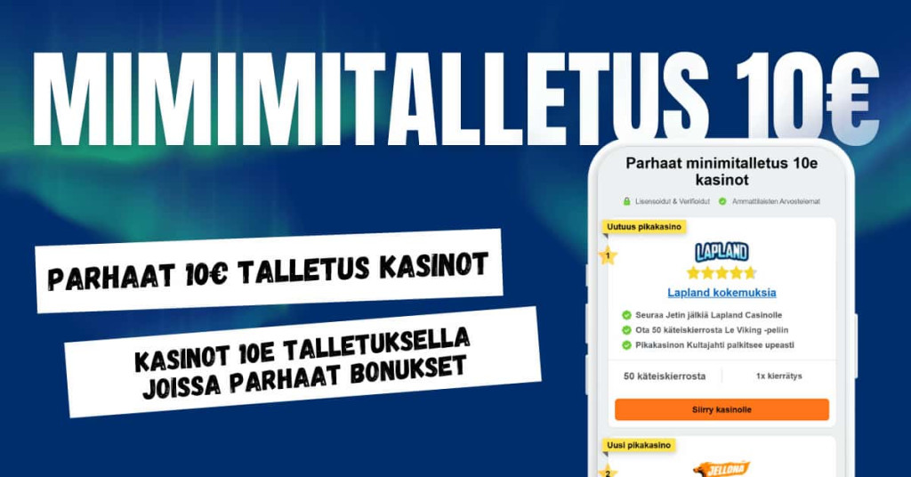 Minimitalletus 10e kasinot.