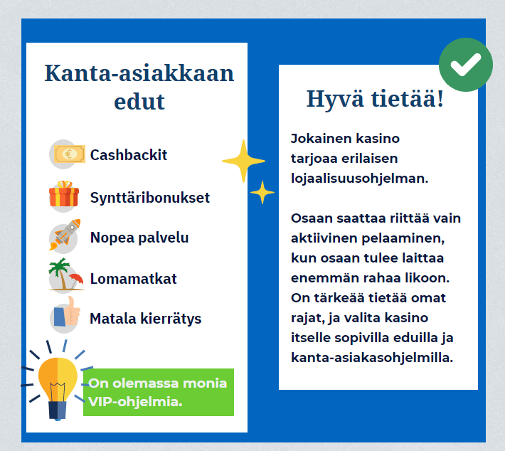 VIP-klubit tarjoaa erilaisia etuja ja kasinobonuksia