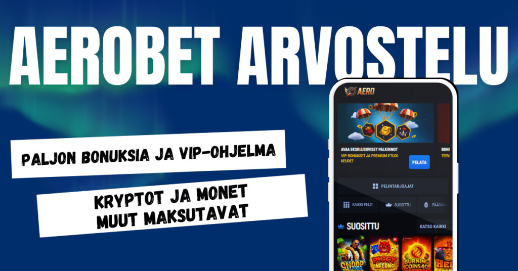 AeroBet Casinolta paljon bonuksia ja rahansiirrot myös kryptovaluutoilla.