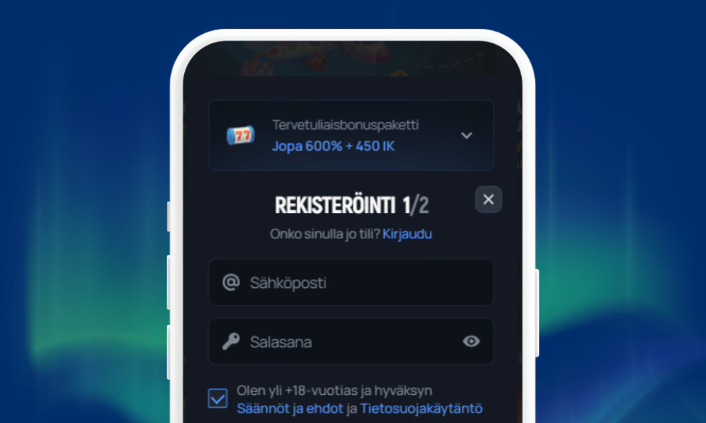 Rekisteröi pelitili Aerobet Casinolle.