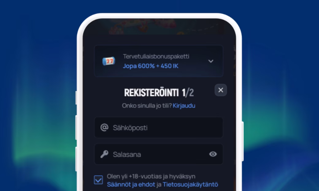 Rekisteröi pelitili Aerobet Casinolle.
