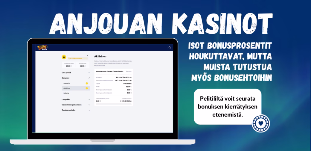 Muista tutustua bonusehtoihin Anjouan kasinoilla.