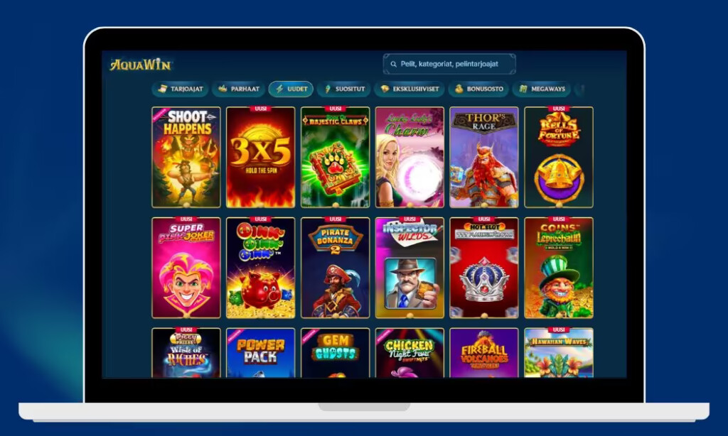 AquaWin Casino kolikkopelien valikoimaa