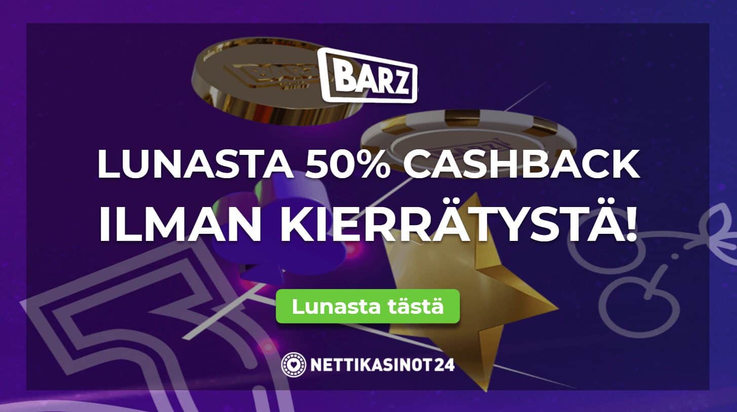 50% käteispalautus vain meiltä