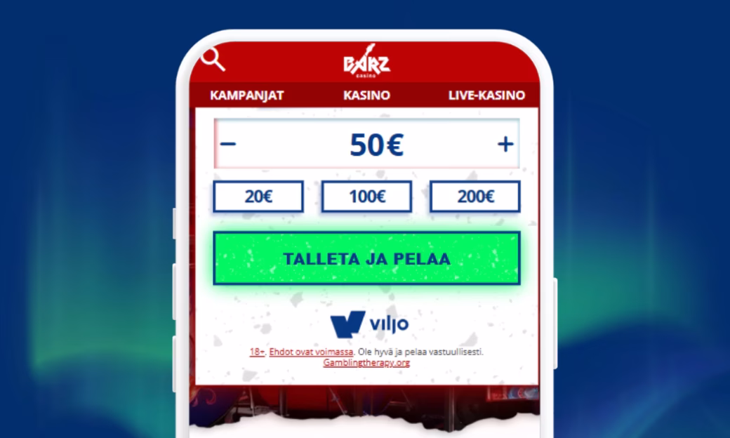 Barz Casinolle talletukset Viljon välityksellä.