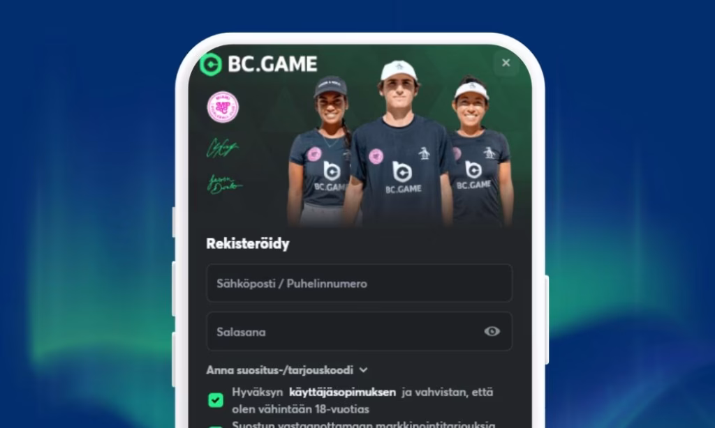 Rekisteröi pelitili BC Game Casinolle