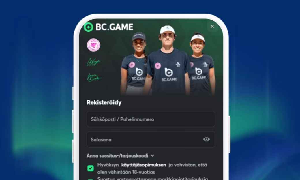 Rekisteröi pelitili BC Game Casinolle