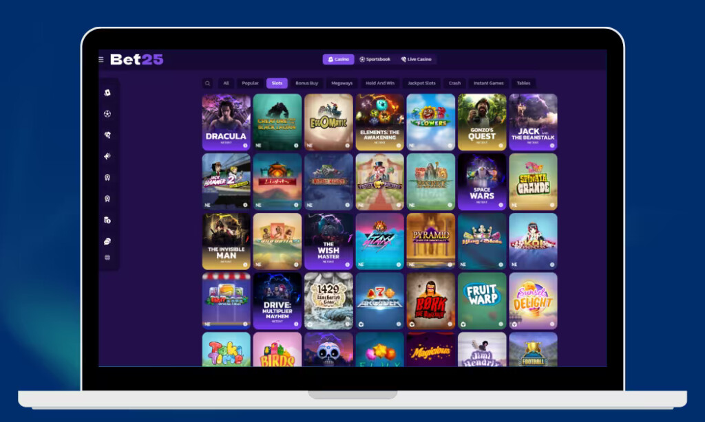 Bet25 Casinolta löytyy yli 10 000 kasinopeliä.