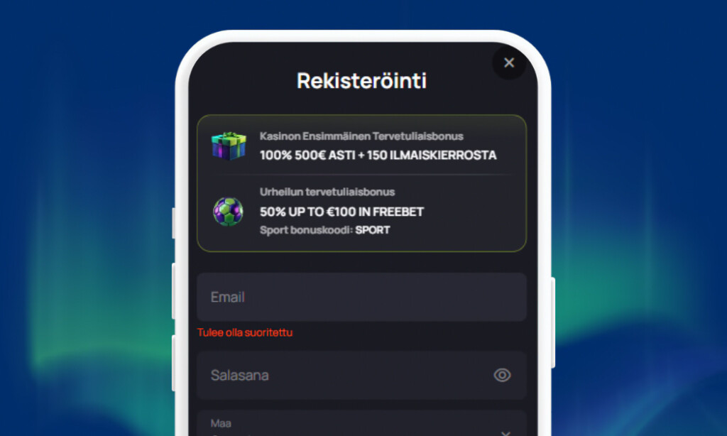 Rekisteröi pelitili BetandPlay Casinolle.