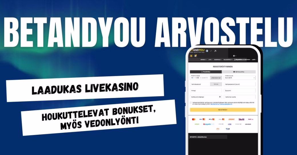 Bet And You Casinolta löydät laadukkaan livekasinon ja bonukset.