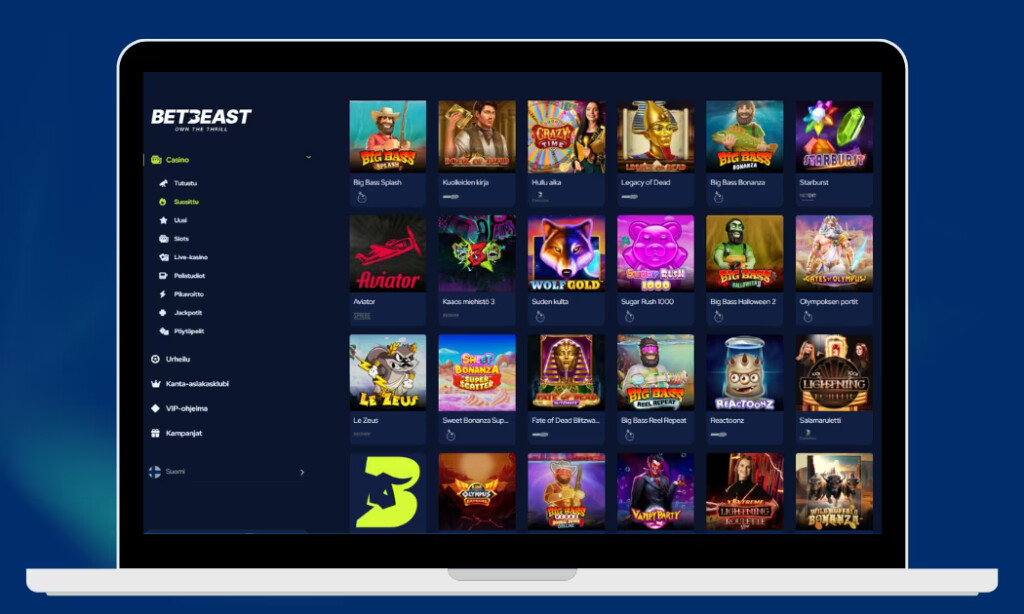 BetBeast Casinon kolikkopelien valikoimaa.