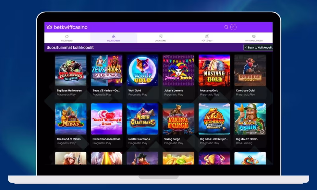 Betkwiff Casinon kolikkopelivalikoimaa