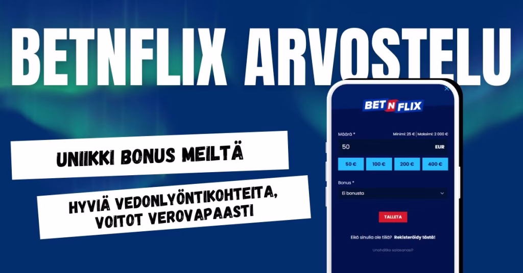 BetNFlix Casinolta lunastat eksklusiivisen bonuksen vain meiltä