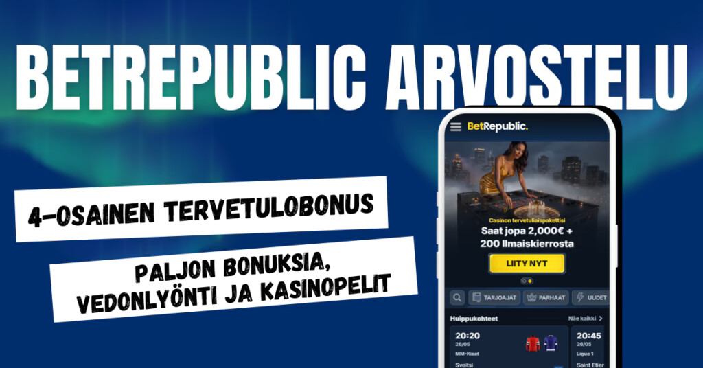 Betrepublic Casinolta 4-osainen tervetuliaisbonus sekä paljon muita bonuksia.