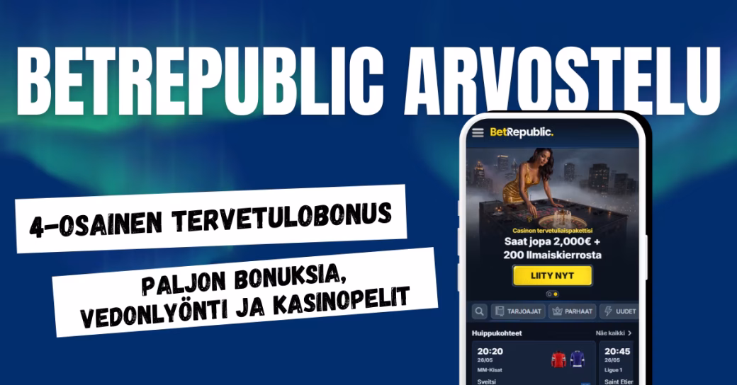 Betrepublic Casinolta 4-osainen tervetuliaisbonus sekä paljon muita bonuksia.
