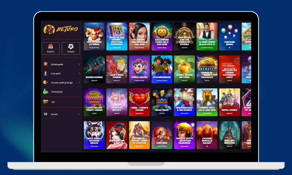 Beturo Casinon kolikkopelien valikoimaa.
