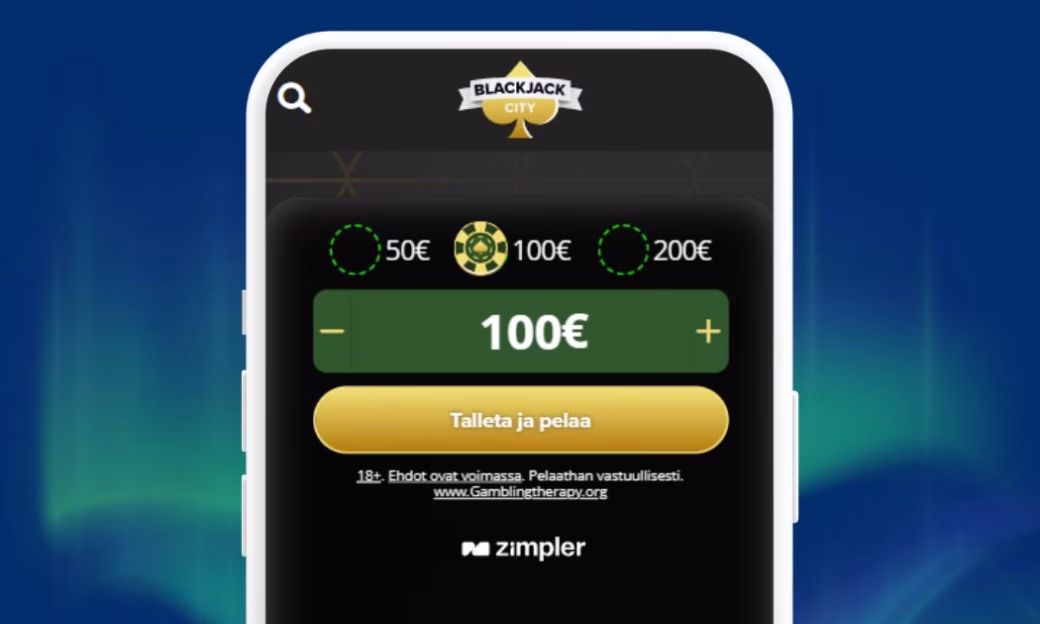 Blackjack City Casinolla rahansiirrot onnistuvat Zimplerin välityksellä.