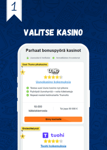 Valitse bonuspyörä kasino listaltamme.