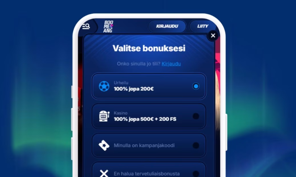 Rekisteröi pelitili Boomerang Bet Casinolle