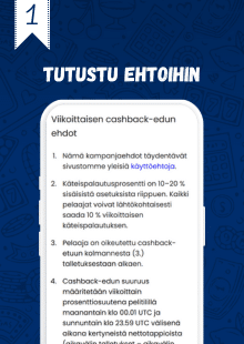 Tutustu käteispalautuksen ehtoihin.