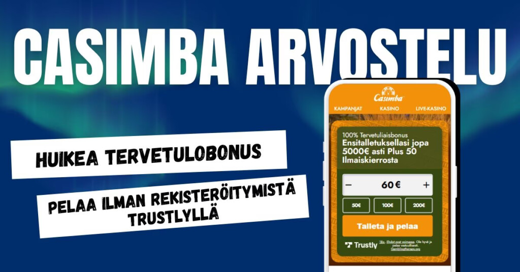 Casimba Casinolta iso tervetulobonus ja pelit ilman rekisteröitymistä Trustlyllä.