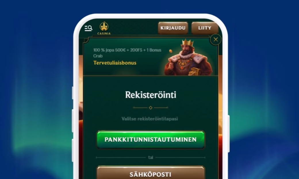 Rekisteröi pelitili Casinia Casinolle