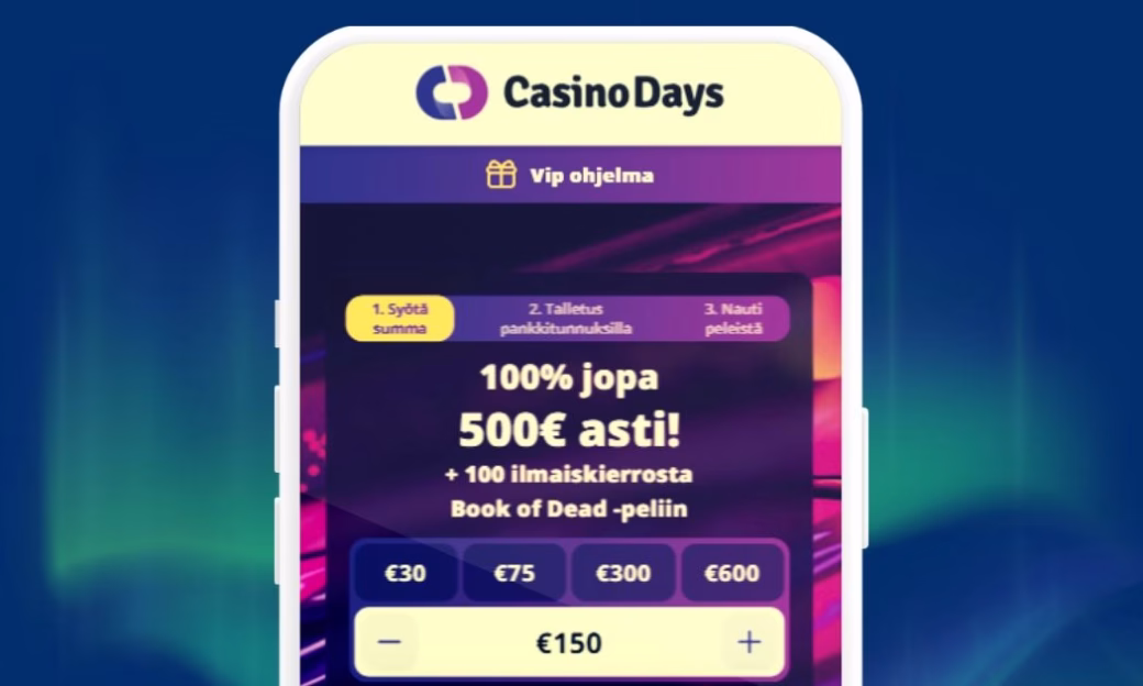 Casino Days talleta helposti Briten välityksellä.