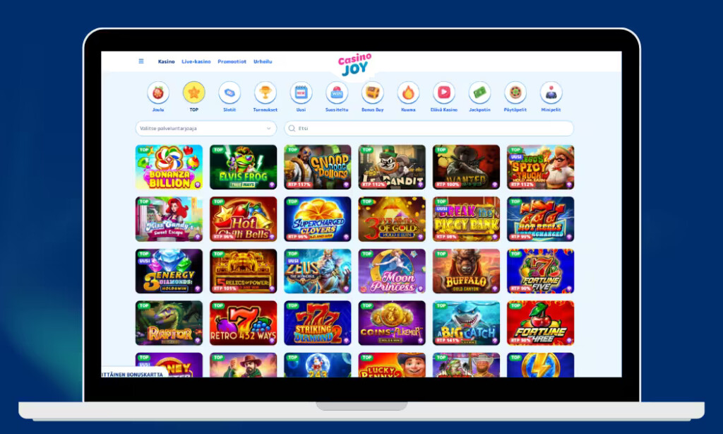 CasinoJoy kasinolta löytyy yli 9 000 kasinopeliä.