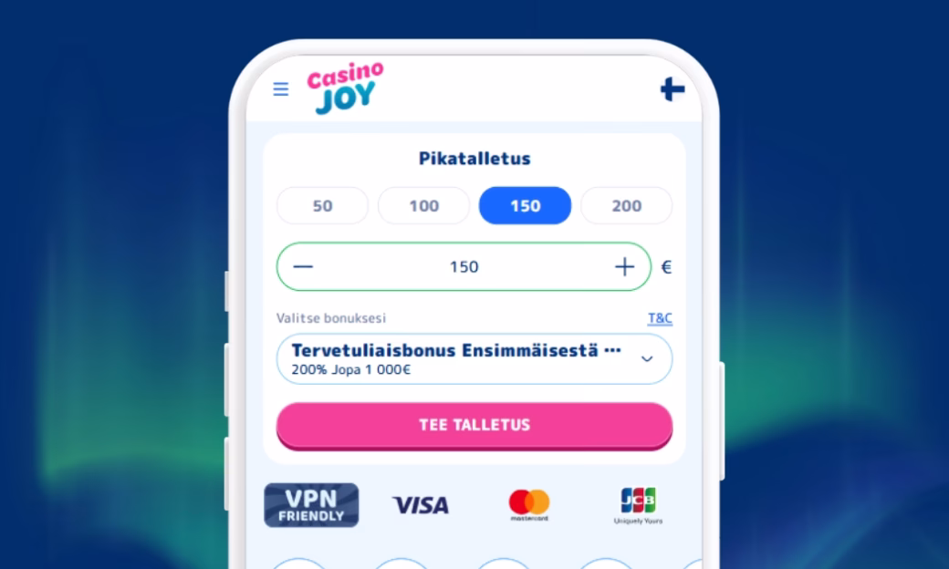 CasinoJoylle voit tehdä pay n play talletukset Zimplerillä.
