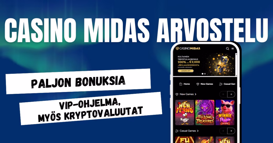 Casino Midakselta paljon bonuksia, VIP-ohjelma ja rahansiirrot myös kryptoilla.