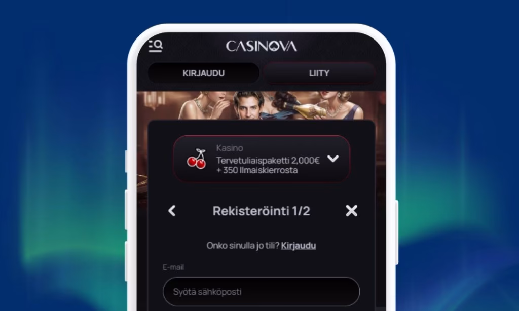 Casinova Casinolle rekisteröidään pelitili