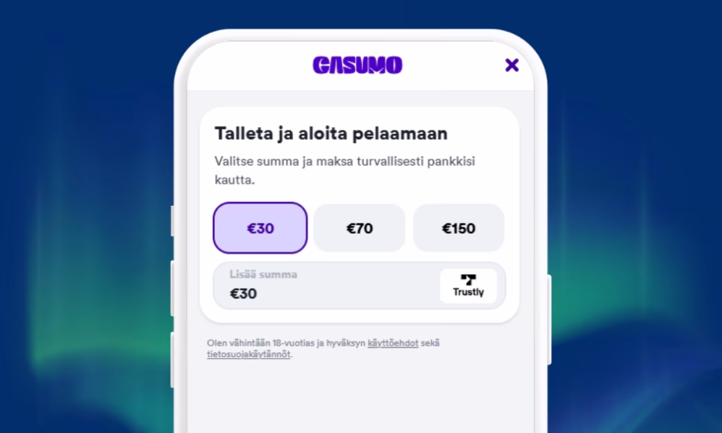 Casumo Casino talletus onnistuu Trustlyn välityksellä verkkopankkitunnuksin.