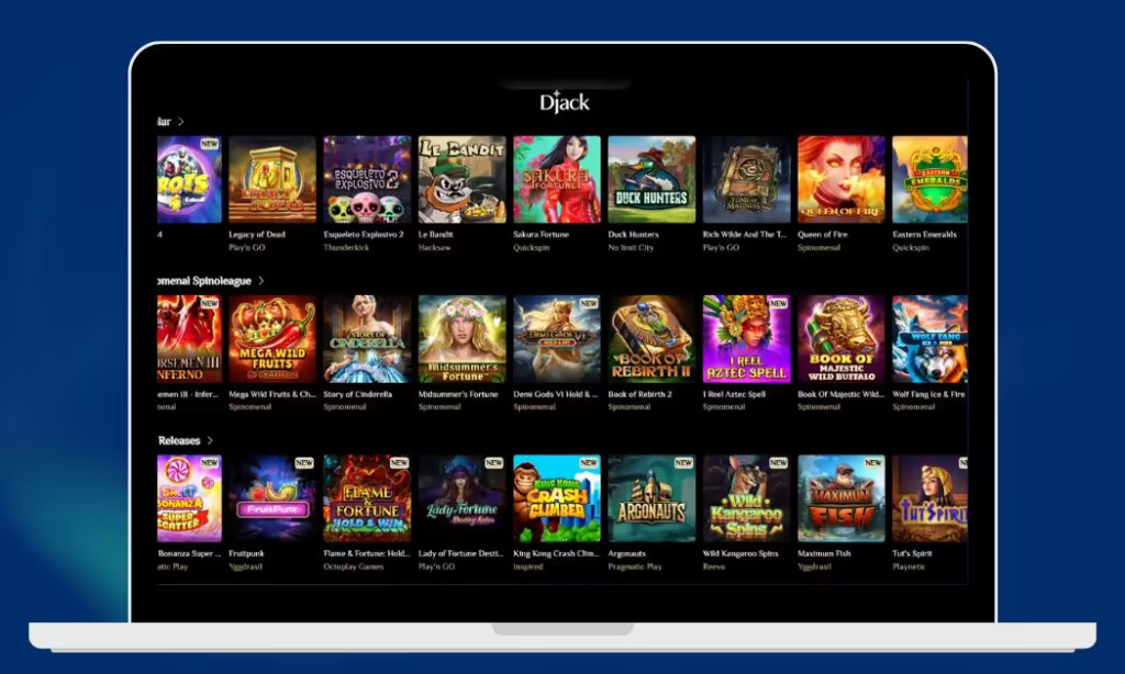 Djack Casino kolikkopelien valikoimaa