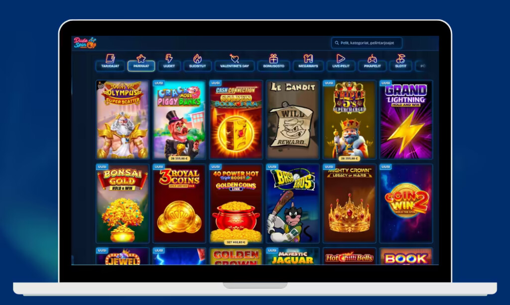 Kaikki parhaat kolikkopelit Dude Spin Casinolla.