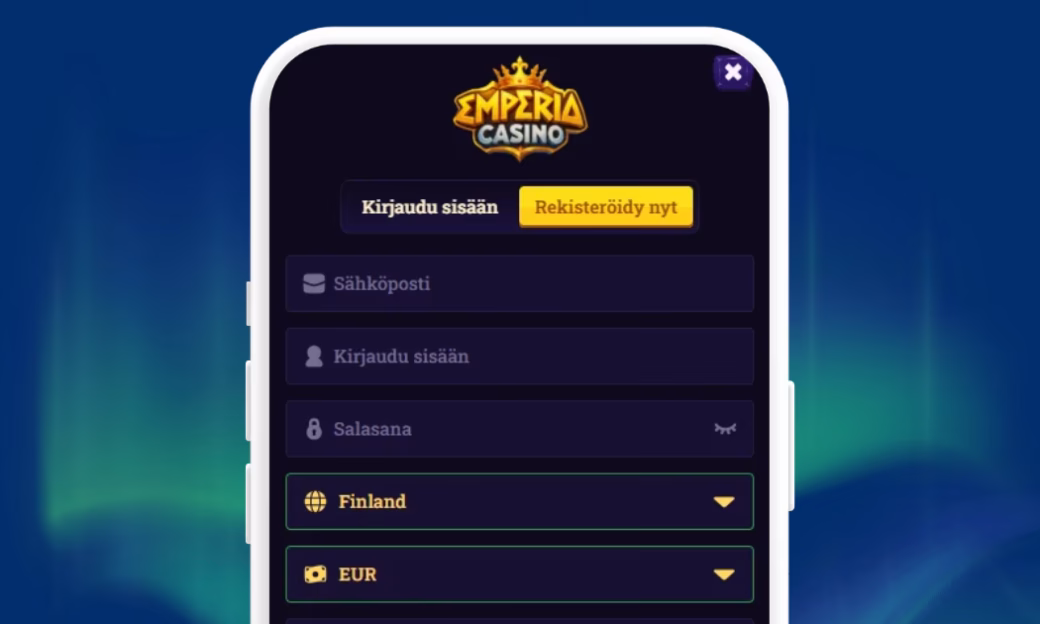 Rekisteröi pelitili Emperia Casinolle.