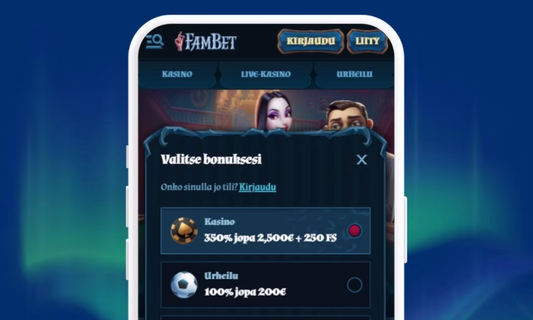 FamBet Casinolle rekisteröidään pelitili