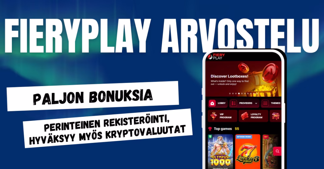 FieryPlay Casinolle perinteinen rekisteröinti, paljon bonuksia ja hyväksyy myös kryptovaluutat.