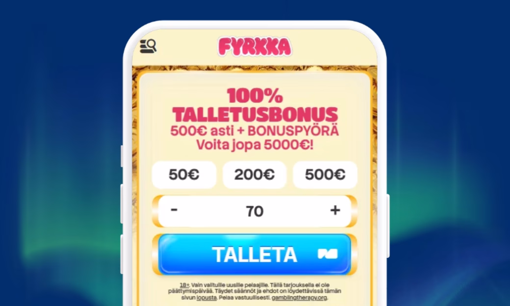 Fyrkka Kasinolle talletukset verkkopankkitunnuksin.