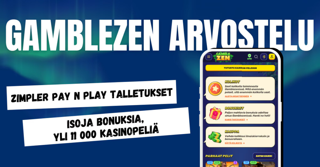 Gamblezen Casino on hybridikasino, jonne voit tehdä nopeat Zimpler talletukset tai rekisteröidä perinteiseen tyyliin pelitilin.