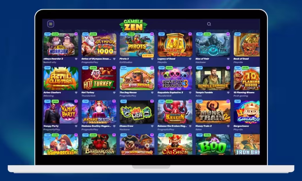 Gamblezen casinolta upea valikoima kolikkopelejä