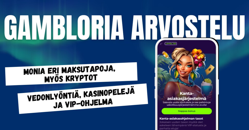 Gambloria Casinolle rekisteröidään pelitili ja tarjolla on useita eri maksutapoja.