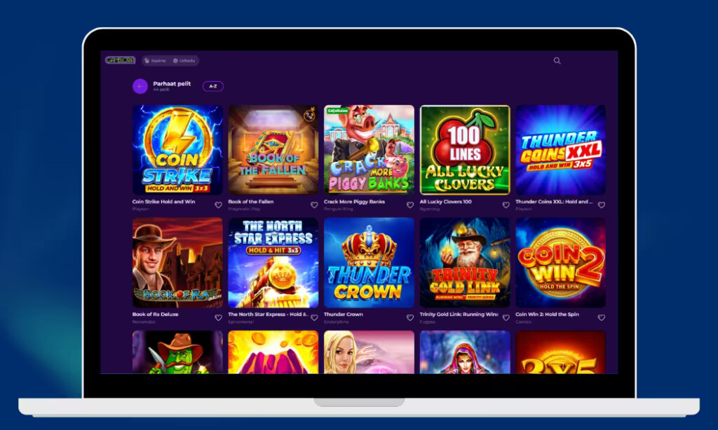 Gambloria Casinolla on monipuolinen valikoima kolikkopelejä.