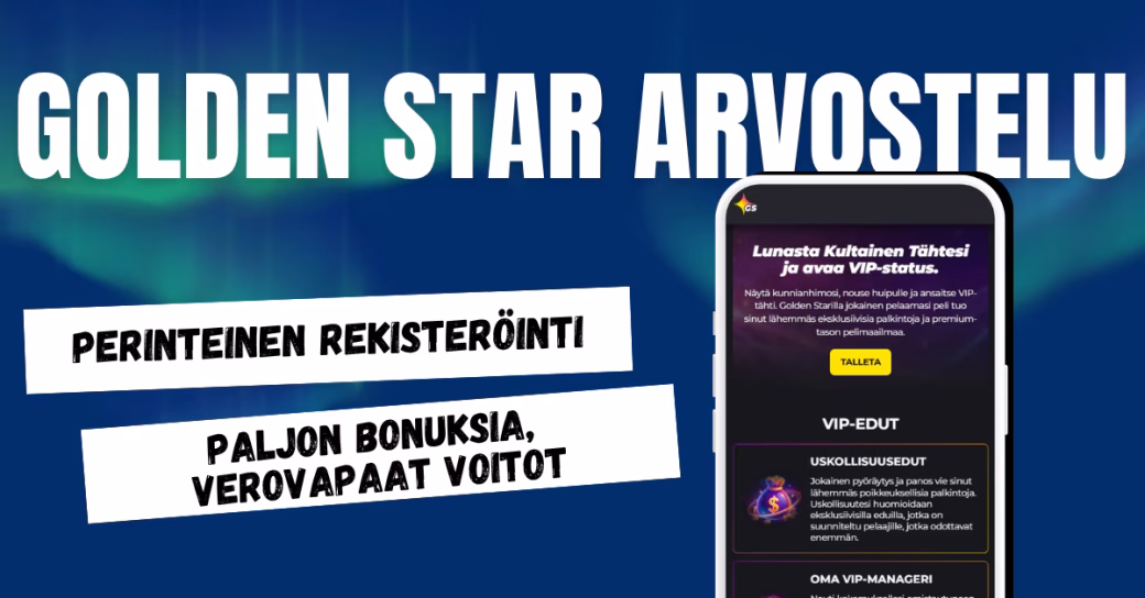 Rekisteröi pelitili Golden Star Casinolle ja aloita pelit.