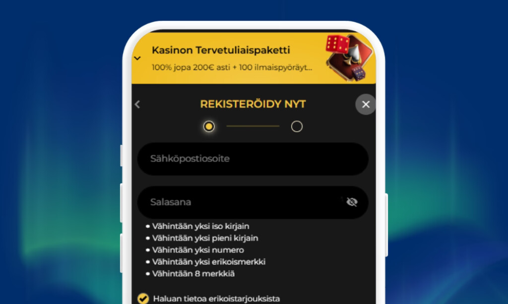 GoldiWin Casinolla aloitat rekisteröimällä pelitilin.